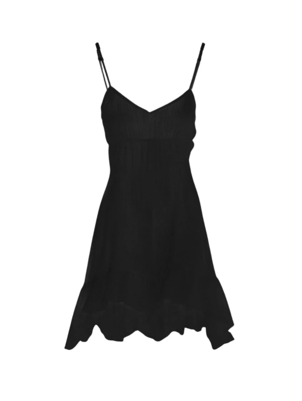 NWT Black Linen A-Line Mini ✨ FREE SHIPPING ✨ V-Neck Ruffle Sundress - L